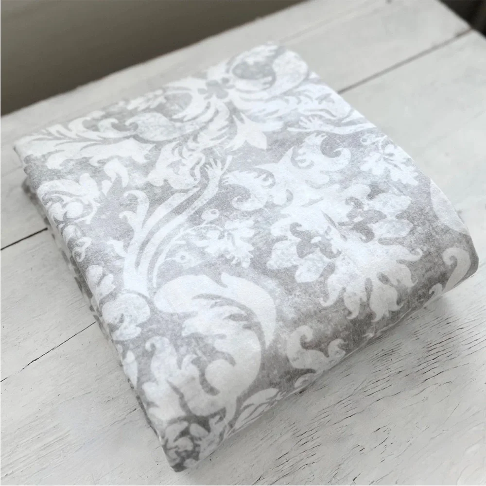 Pottery Barn Talisa Damask Medallion KING Duvet Cover Gray Linen Cotton Blend PB